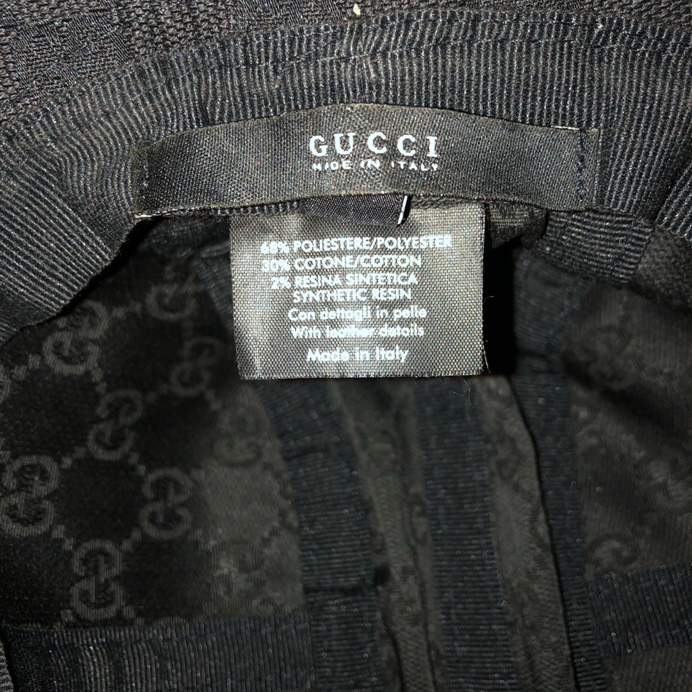 Gucci Original Black Beige Leather Strip GG Bucket Hat. Size M - Picture 6 of 8